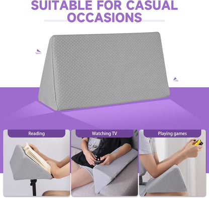 Small Wedge Pillow, Small Wedge Pillow for Sleeping, Foam Wedge for Yoga, Laptop, Memory Foam Positioning, Foam Pillow for Chair, Provide Support and Relieve Fatigue(Blue-17.7")