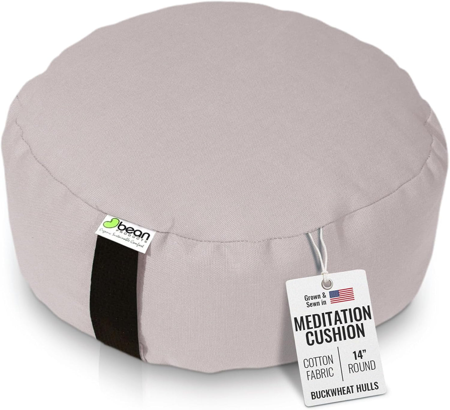 Bean Products Zafu Meditation Pillows for Sitting on Floor, Yoga Cushion, Cotton/Buckwheat Fill Yoga Pillow, Zafu Meditation Cushion, Zen Kneeling Prayer Pad- Made in USA - 14" Round - Saffron