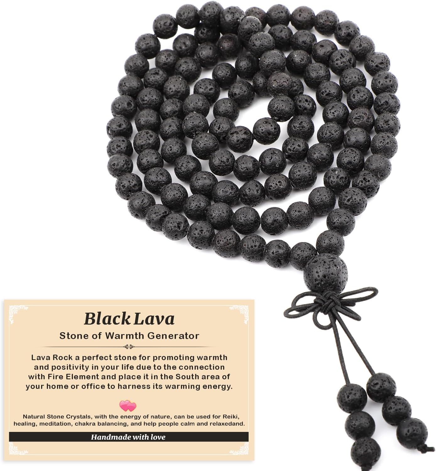AD Beads 6mm 8mm 108 Prayer Mala Jasper Elastic Bracelet - Handmade Yoga Meditation Healing Power Energy Gifts for Unisex Adult.