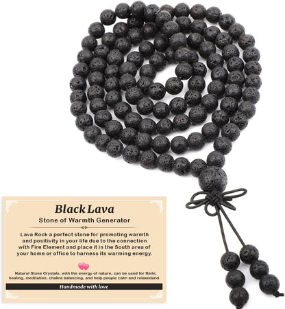 AD Beads 6mm 8mm 108 Prayer Mala Jasper Elastic Bracelet - Handmade Yoga Meditation Healing Power Energy Gifts for Unisex Adult.