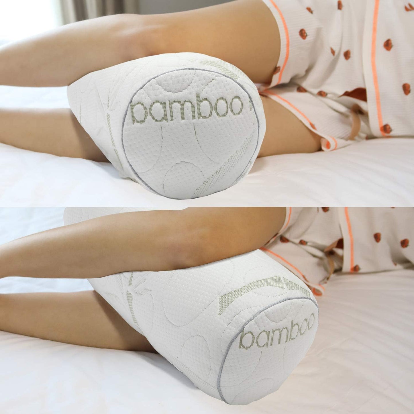 Kingnex Bolster Roll Pillow for Sleeping on Back or Side Under Knee to Relief Lower Back Pain Between Legs for Side Sleepers Cylinder Pillow with Removable Cover 20x8