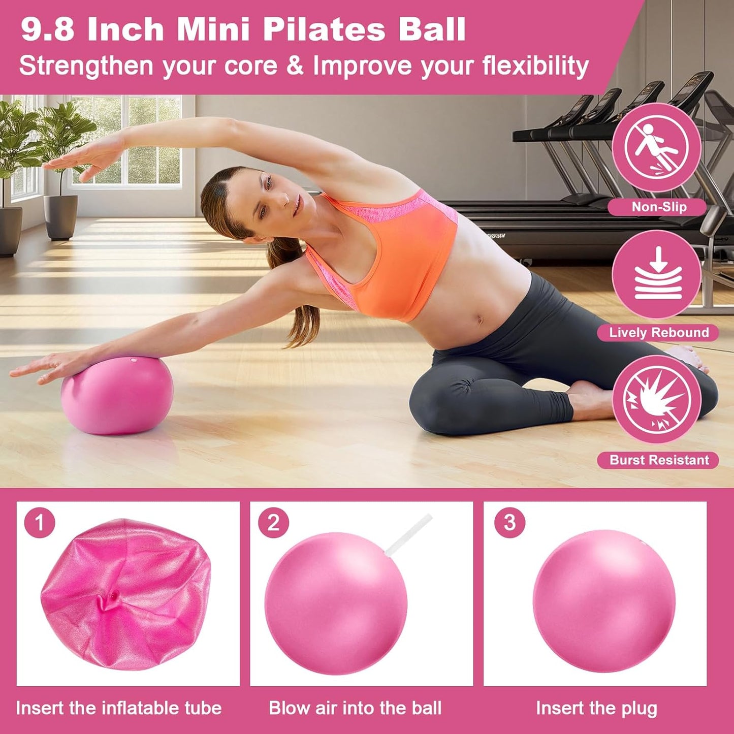 Pilates Kit, Home Pilates Essentials Kit for Women, Pilates Equipment Ring and Ball Set with 5 Resistance Bands, Hip Thrust Belt & Grip Socks Accessories, Toning Home Workouts Starter Set