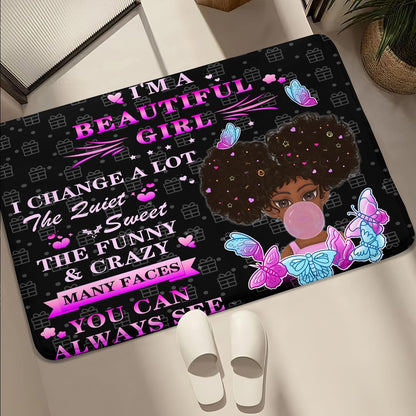 Black Girl Area Rug for Bedroom African Black Girls Floor Rugs for Living Room Playroom Cartoon Art Home Decor Soft Yoga Mats for Women Afro Purple 47" x 31" (2.7 x 3 Feet)