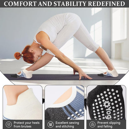 Pilates Socks with Grips for Women,Yoga Socks, Non-Slip Yoga Sock with Toe Separators, Pilates Non Slip Sock