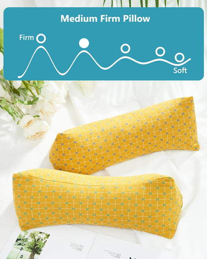 Cervical Buckwheat Roll Pillow for Sleeping,15.7"x5.9" Buckwheat Hulls Pillows Filling, Triangle Pillow for Neck Support Yoga Bolster, Adjustable Fill for Neck Pain Relief,Gray