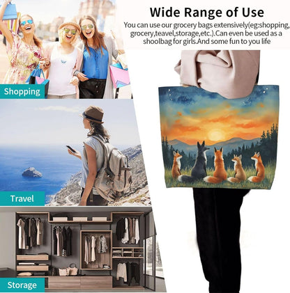 Tote Shoulder Bag Large Durable Reusable Eco-friendly Handbag Lightweight Stylish for Daily Use-19.7x15.7x5.9 Inch - Colors A
