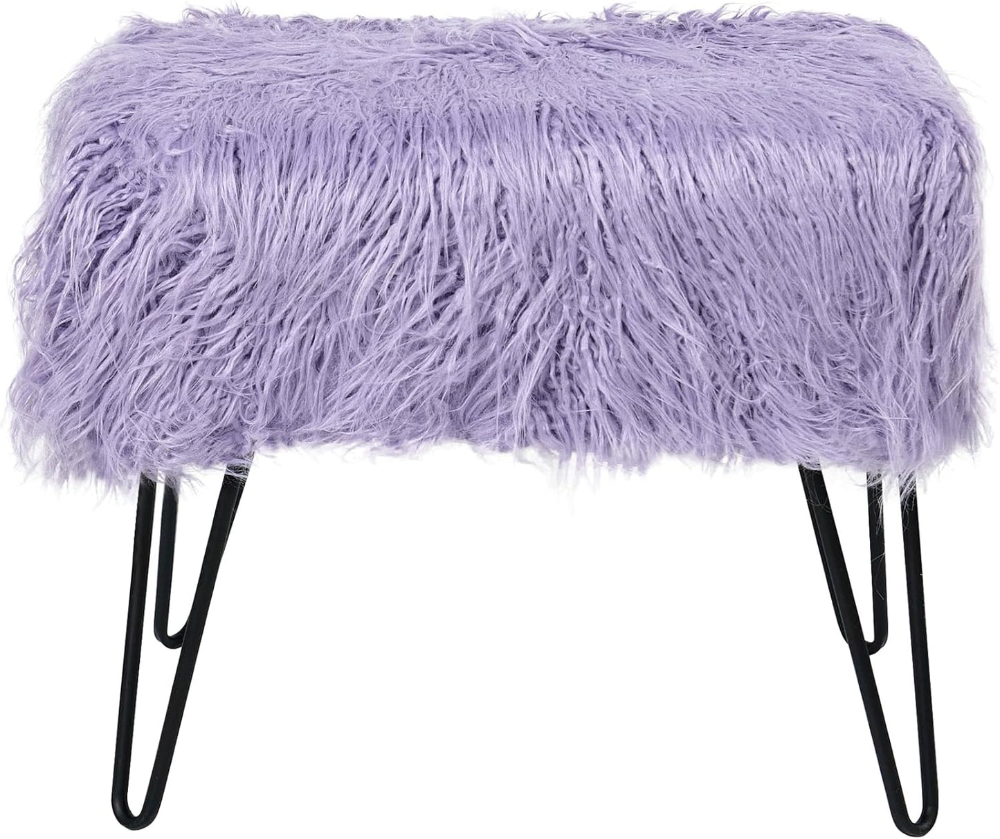 Home Soft Things Green Mongolian Faux Fur Ottoman, Desert Sage, 19'' x 13'' x 17'', Cozy Plush Fluffy Ottoman Foot Rest Stool for Living Room Bedroom Entryway Makeup Bench End of Bed Home Décor