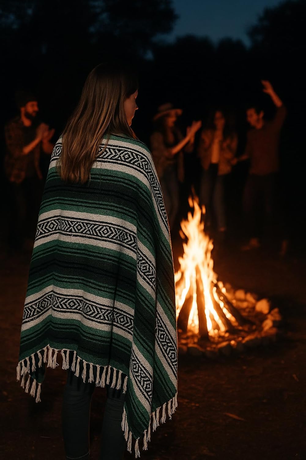 Airooglee 69" L x 51" W Large Mexican Blanket - Perfect as Yoga Outdoor Beach Serape Picnic Camping Woven Blanket, Boho Home Décor - Red