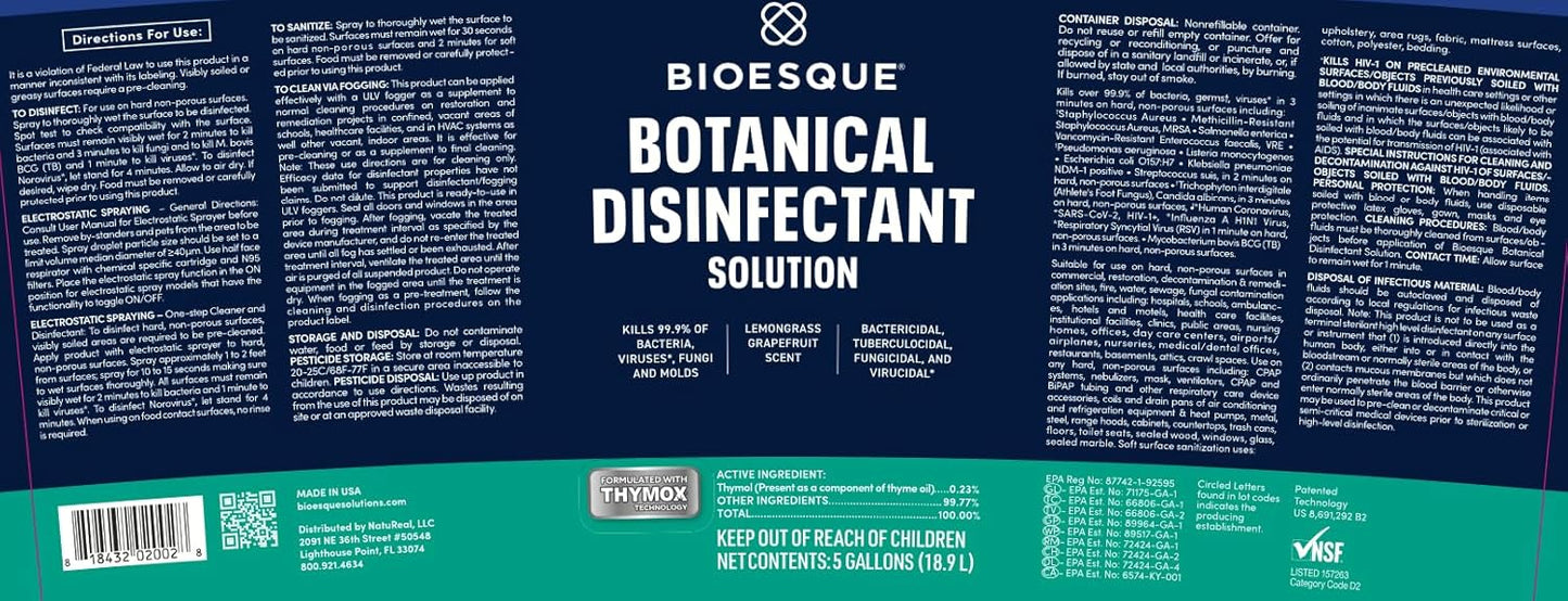 Bioesque Botanical Disinfectant Solution, Heavy Duty Broad-Spectrum Disinfectant, Kills 99.9% of Bacteria, Viruses*, Fungi, & Molds, 32 Fluid Ounce (Pack of 1)