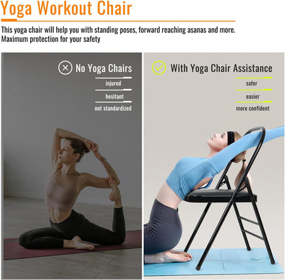 INNOLIFE Yoga Auxiliary Chair - Backless, Relieve Neck & Back Pain, Abs & Core Training, Balance Handstand, Flexibility & Strength