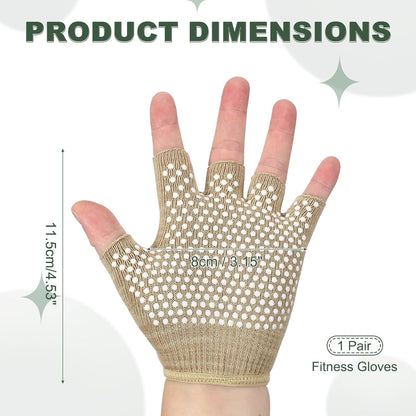 Yoga Gloves, Non Slip Fingerless Pilates Gloves Breathable Exercise Workout Mittens