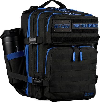 WOLFpak 35L Tactical Gym Backpack (Alpha Black) Durable 1000D Waterproof Oxford Material with MOLLE Webbing, Laptop Pocket & Dual Cup Holders, Durable Fitness/Travel/Military Daypack