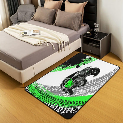 Feelyou Dirt Bike Area Rug 3x5 Kids Extreme Sports Green Honeycomb Living Room Rugs for Bedroom Boys Girls Teens Racing Motocross Rider Decorative Carpet Rug Non-Slip Motorcycle Indoor Floor Mat