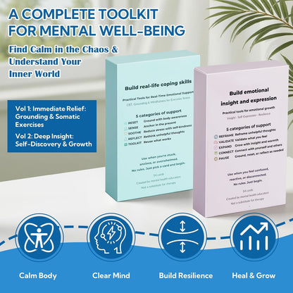108 Mindfulness Cards for Coping Skills & Mind Brain Emotional Insight Cards - Somatic Therapy for Stress Relief & Anxiety - CBT, Grounding, Self Care Techniques for Teens | Adults | Therapists
