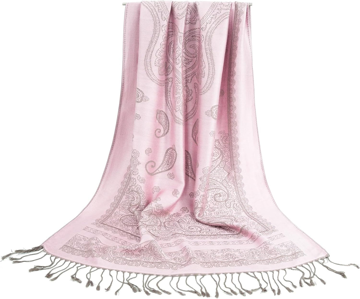Ciormis Two Tone Silky Paisley Pashmina Shawl Scarf,Soft Women's Rave Jacquard Pashminas Wrap Scarves