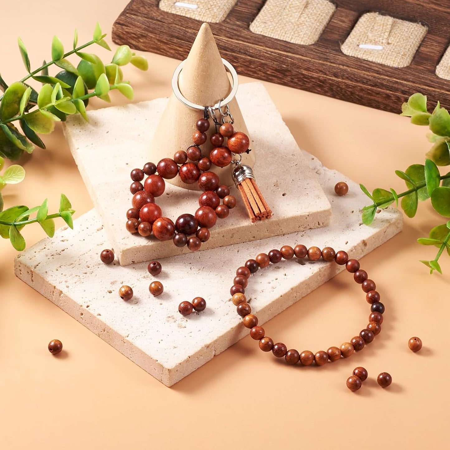 Pandahall 400pcs/box 6mm Natural Round Wood Beads Gorgeous Rosewood Waxed Wooden Beads Loose Spacer with Hole for Mala Buddha Rosary Jewelry Bracelet Necklace Making Supplies Hole: 1.4mm