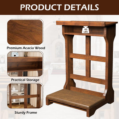 AECOJOY Prayer Kneeler Bench with Soft Cushion & Storage Shelf, Comfortable Wooden Kneeling Meditation Seiza Prayer Stool for Praying at Home or Church