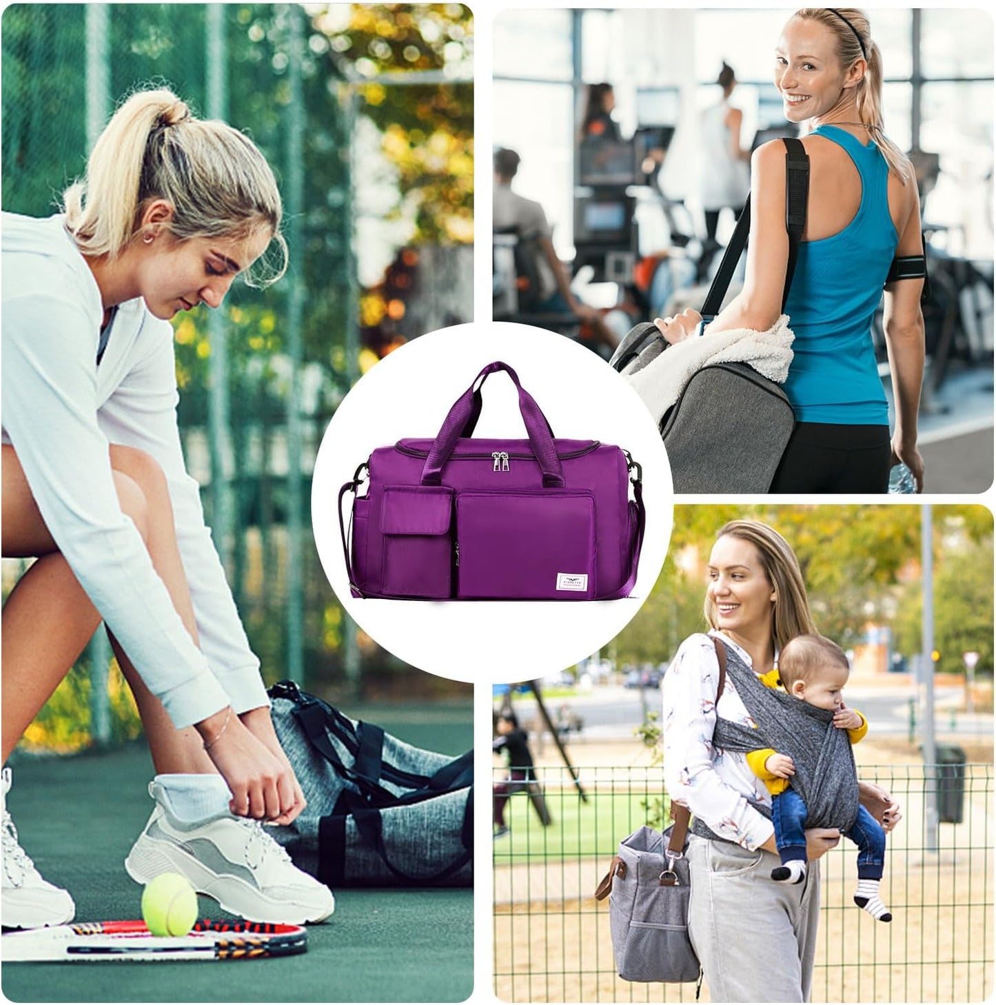 FIORETTO Women's Gym Duffle Bag with Shoes Compartment, 30L Capacity, Ideal for Travel, Gym, Sports, Duffel, Weekender