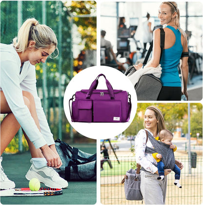 FIORETTO Women's Gym Duffle Bag with Shoes Compartment, 30L Capacity, Ideal for Travel, Gym, Sports, Duffel, Weekender