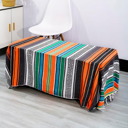 Airooglee 69" L x 51" W Large Mexican Blanket - Perfect as Yoga Outdoor Beach Serape Picnic Camping Woven Blanket, Boho Home Décor - Red