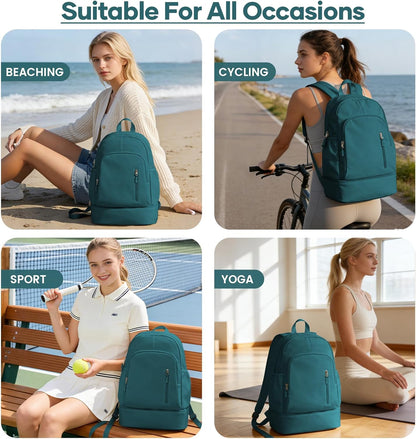 Gym Backpack for Women Men, Dance Backpacks With Shoe Compartment, Sports Back pack For Yoga Fitness Beach Hiking Sports(Green)