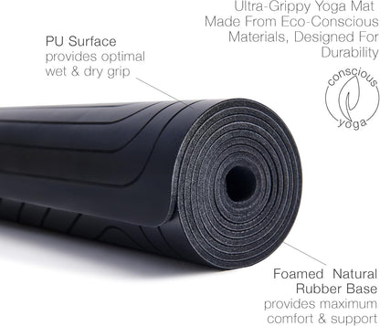 agoy PRO+ WARRIOR - Premium Non-Slip Yoga Mat – Eco-Conscious Design - PU Mat With Wet/Dry Grip+ - Focus Alignment - Lazer-Etched Technology - A Portable Standard Size Mat for All Styles of Yoga