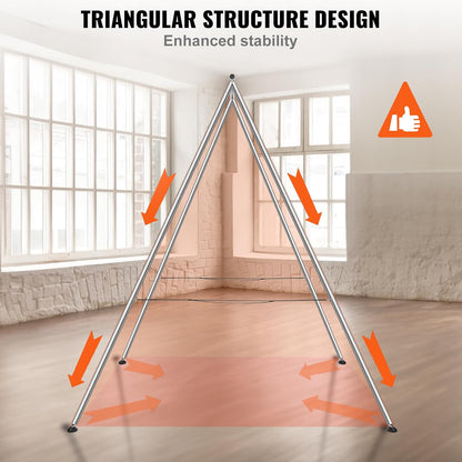 VEVOR Yoga Stand Frame, Max 441-551 lbs Load Swing Stand, Triangular Structure Aerial Rig, Aerial Silk Stands with Yoga Hammock, Standard & Height-Adjustable Version