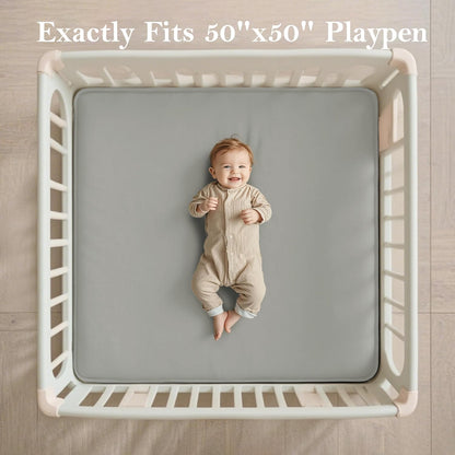 PapaMama Baby Play Mat,1.3" Thick Memory Foam 50x50 Soft Velvet Playpen Mat for Kids,Infants,Toddlers,Tummy Time Crawling Mats with Non-Slip Bottom,Yoga,Tatami,Nursery Rug(Sky Blue)