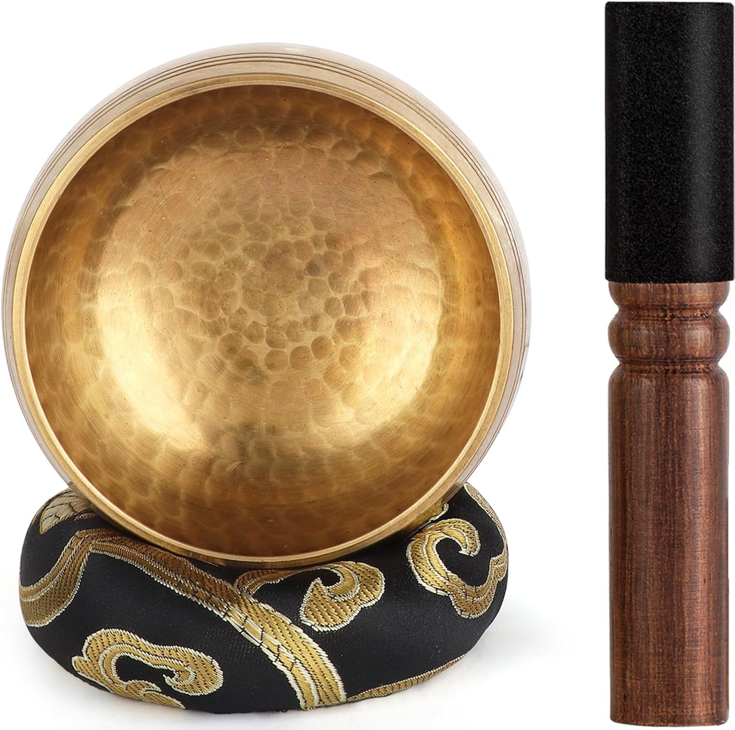 Relaehih Tibetan Singing Bowls Set-Hand-hammered in Nepal Sound Bowl for Meditation, Yoga, Chakra, Meditation Accessories, Stress Relief Tool and Unique Gifts for Women, Men (Yellow, 4 inch)