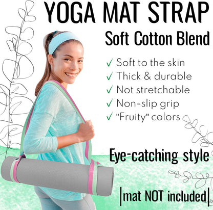 TECEUM Yoga Mat Strap – 30+ Colors – Adjustable Mat Holder Sling Carrier for All Mats [Mat Not Included]