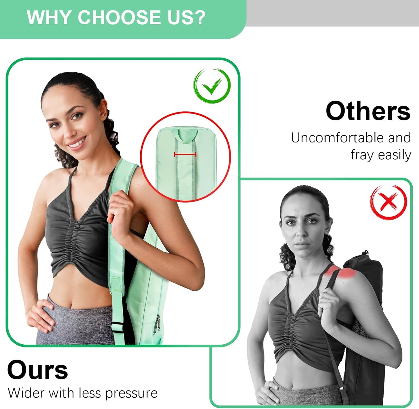 Yoga Mat Bag Carrier Side Mesh Zipper Pocket Exterior Wet Compartment Lightweight Waterproof Yoga Bag for Mat