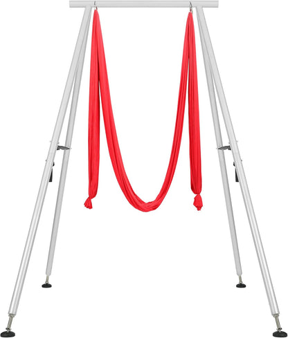 HECASA 9.6FT Adjustable Height Yoga Frame & Yoga Hammock, Professtional Yoga Swing Stand Comes with 236 Inch Aerial Silk, Supports Up to 550lbs, Suitable for Both Indoor and Outdoor Yoga Exercise