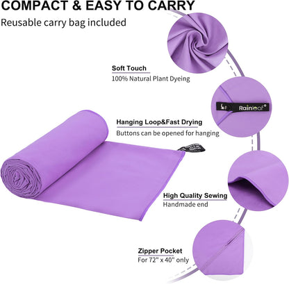 Rainleaf Microfiber Towel Perfect Travel & Gym & Camping Towel. Quick Dry - Super Absorbent - Ultra Compact - Lightweight. Suitable for Trip, Beach, Shower, Backpacking, Pool