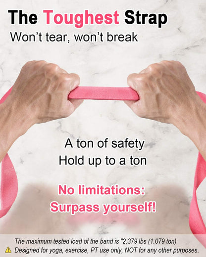 Tumaz Stretching Strap - 10 Loops & Non-Elastic Yoga Strap - Perfect Home Workout Stretch Strap for Physical Therapy, Yoga, Pilates, Flexibility