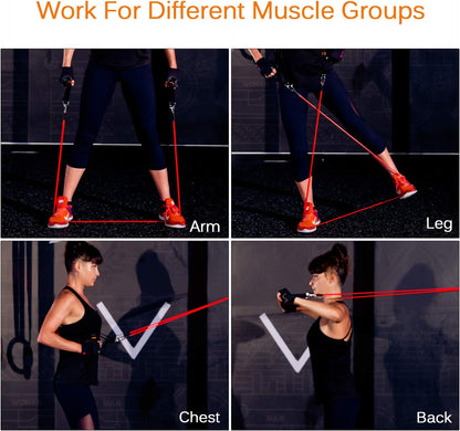 Resistance Bands Set, Himaly Exercise Bands Strength Training Fitness Bands Workout Elastic Bands with Legs Ankle Straps, Door Anchor, Handles & Carry Bag for Home Outdoor Workouts