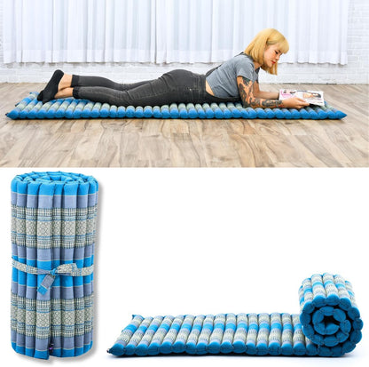 Leewadee - Kapok Roll Mat – Handcrafted Folding Sleep & Relaxation Mattress from Thailand, Ideal as Guest Bed, Camping Mat, Yoga Mat or Traditional Futon, 75 x 39 inches, Anthracite