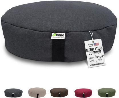Bean Products Hemp Zafu Meditation Cushion for Sitting on Floor, Hemp Yoga Pillow, Zafu Meditation Pillow, Zen Seiza Kneeling Prayer Pad Support - Made in USA - Round Natural