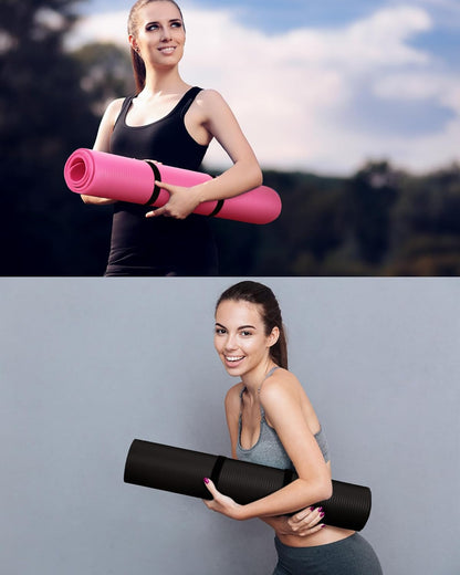 Woanger Yoga Mats (72x24) 3/8 Inch Thick Exercise Yoga Mat for Home Workout with Strap Non Slip Pilates Gym Supplies for Women Men