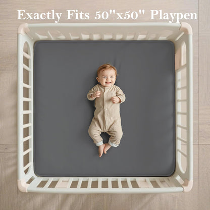 PapaMama Baby Play Mat,1.3" Thick Memory Foam 50x50 Soft Velvet Playpen Mat for Kids,Infants,Toddlers,Tummy Time Crawling Mats with Non-Slip Bottom,Yoga,Tatami,Nursery Rug(Sky Blue)