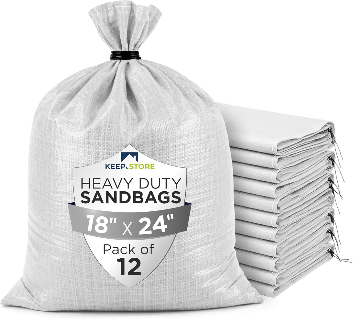 Heavy Duty Sand Bags Pack of 3, White Empty Sandbags with Built-In Ties, Woven Polypropylene UV Protection 1600 Hours, Fillable Sand Bags for Flood Control, Weight, 10x14 inches, 15 Pounds Volume