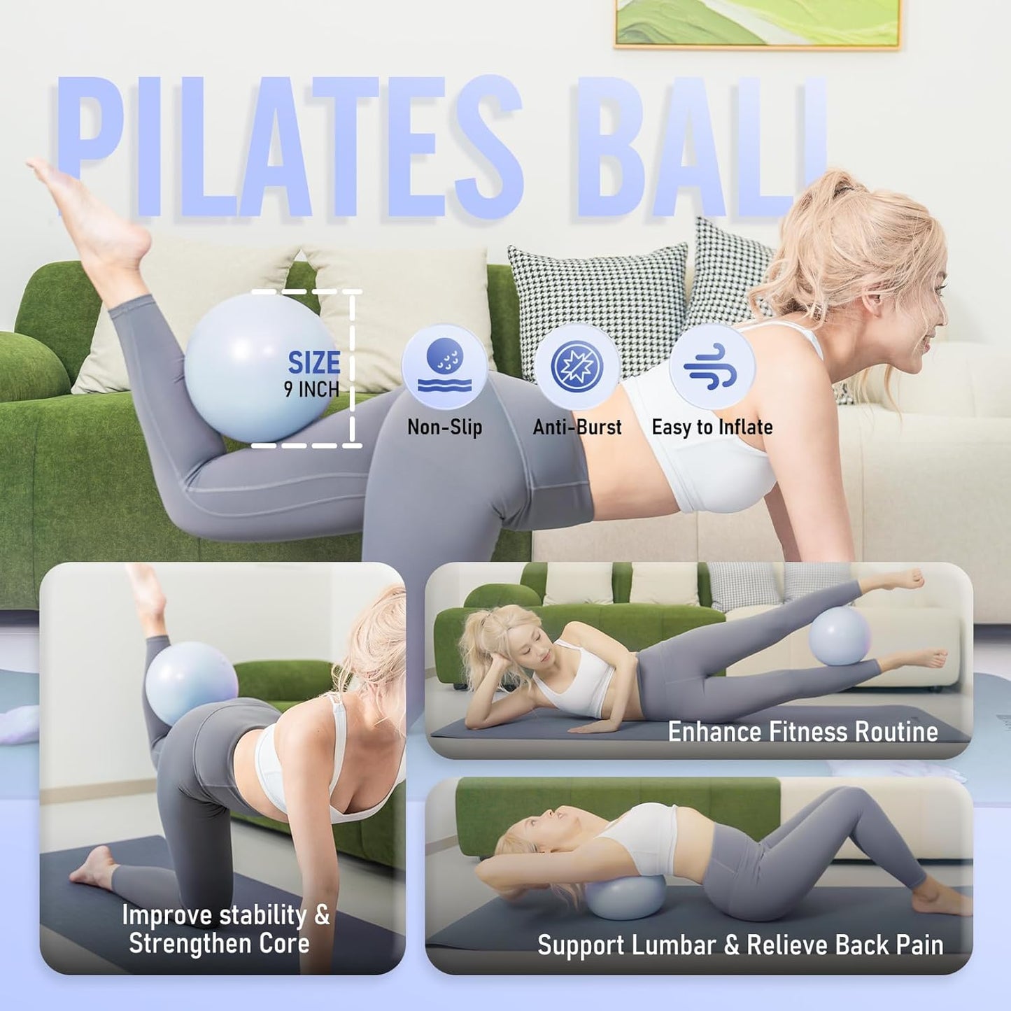 Pilates Ring Kit for Women, Pilates Equipment – 14.5" Home Magic Circle Workout with Pilates Ball, Resistance Bands, Better me Pilates Essentials Starter Set for Beginners Toning Shape Full Body
