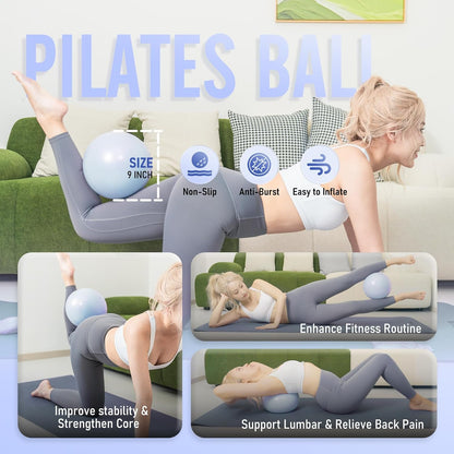 Pilates Ring Kit for Women, Pilates Equipment – 14.5" Home Magic Circle Workout with Pilates Ball, Resistance Bands, Better me Pilates Essentials Starter Set for Beginners Toning Shape Full Body