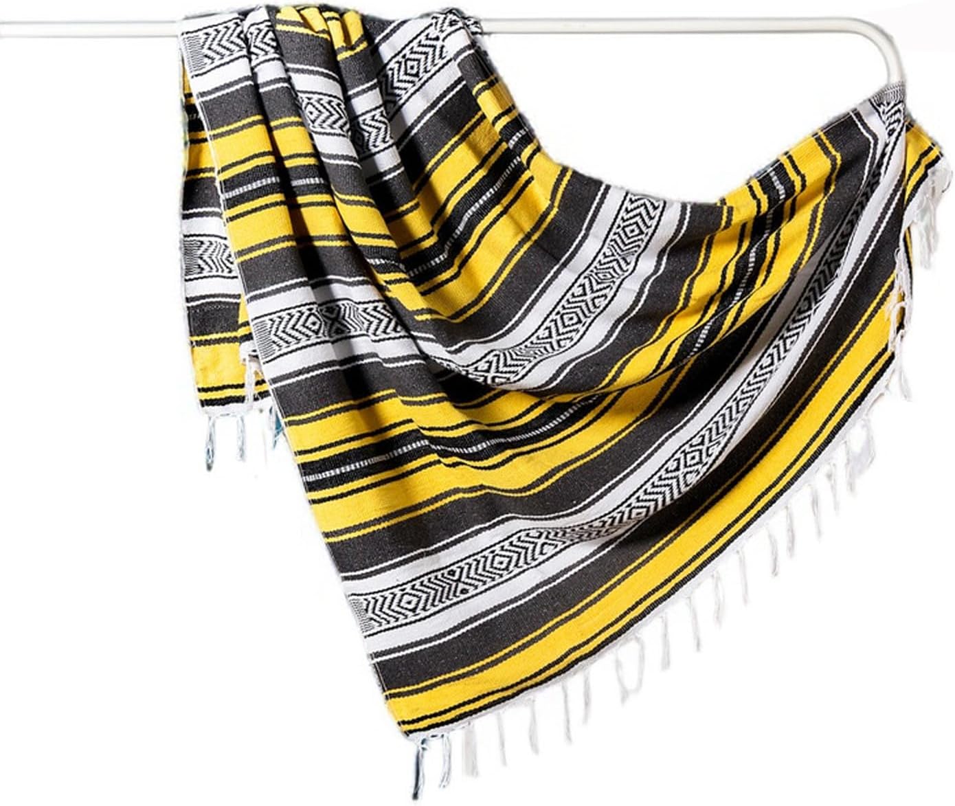 Airooglee 69" L x 51" W Large Mexican Blanket - Perfect as Yoga Outdoor Beach Serape Picnic Camping Woven Blanket, Boho Home Décor - Red