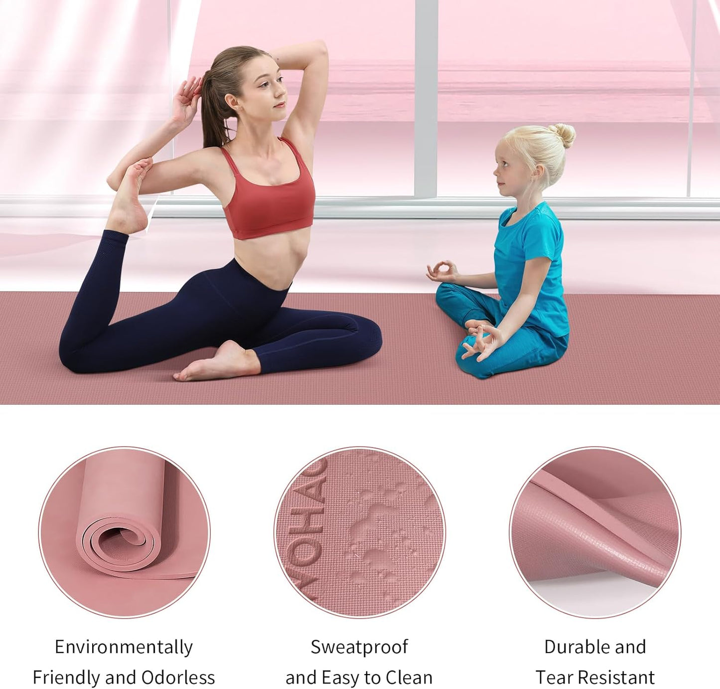 Extra Wide & Thick 8mm Yoga Mat, 72"x31.5" Large Non Slip Exercise Mat, Premium POE Material for Superior Cushioning & Stability, with Strap for Home Gym, Pilates