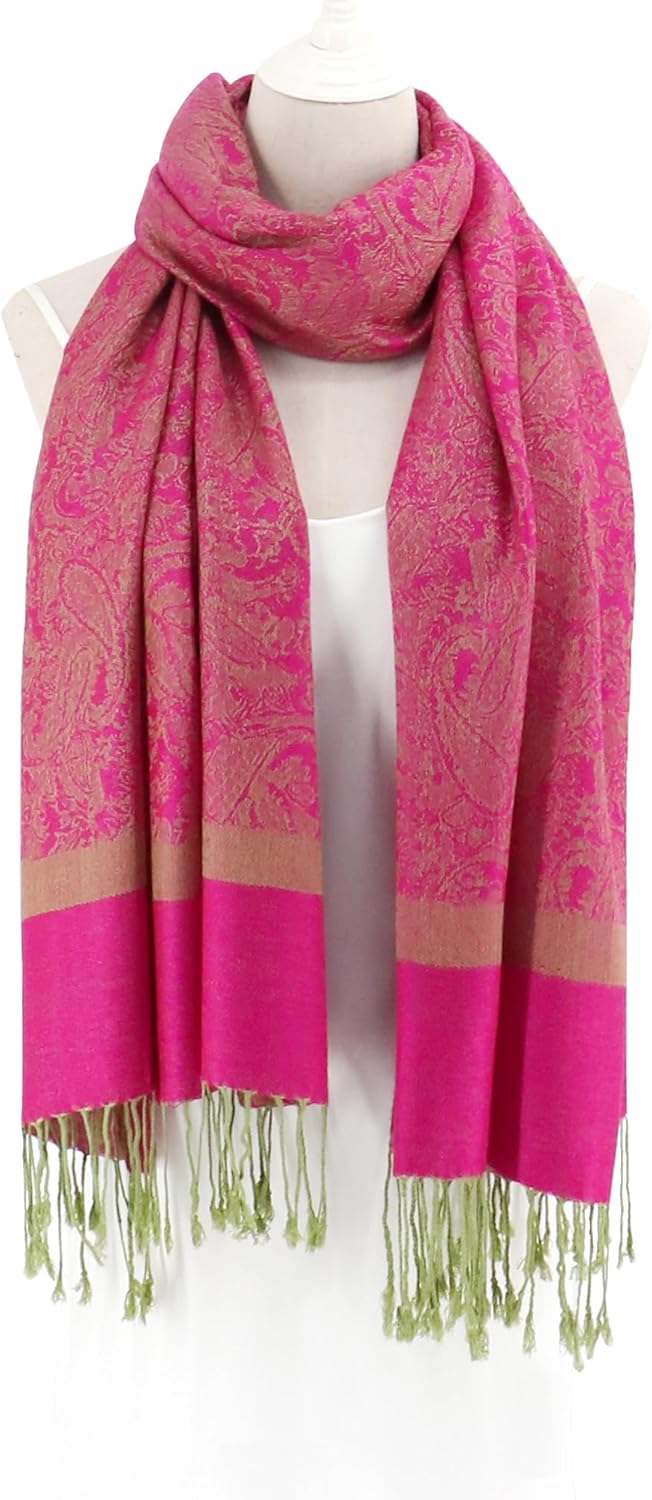 vimate Silky Paisley Pashmina Shawl Scarf-Women's Soft Double-side Jacquard Pashminas Wrap for Evening Dress Travel Shawl