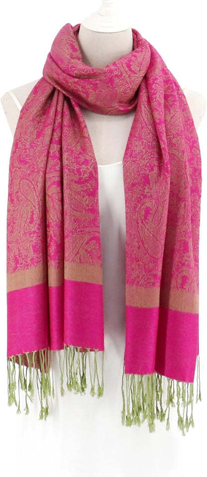 vimate Silky Paisley Pashmina Shawl Scarf-Women's Soft Double-side Jacquard Pashminas Wrap for Evening Dress Travel Shawl