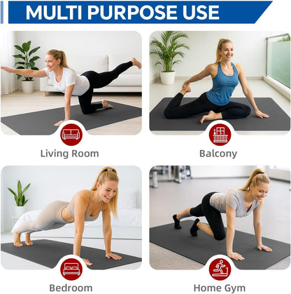 Stepwaver Extra Large Yoga Mat 6'x4'(1/3" & 1/4" Thick), Non-Slip, Ultra Durable, Wide Workout Mat, Wide Exercise Mats for Home Workouts, Yoga, Pilates, Stretching (Barefoot Exercise)