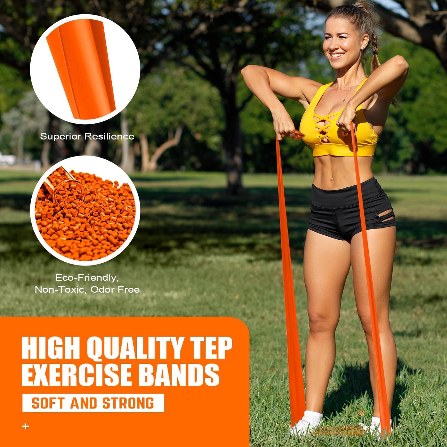 HPYGN 3 Levels Non-Latex Exercise Bands for Physical Therapy & Yoga, Professional Resistance Bands Set for Working Out, Strength Training, Pilates & Rehab, TPE Elastic Stretch Bands for Seniors, Women