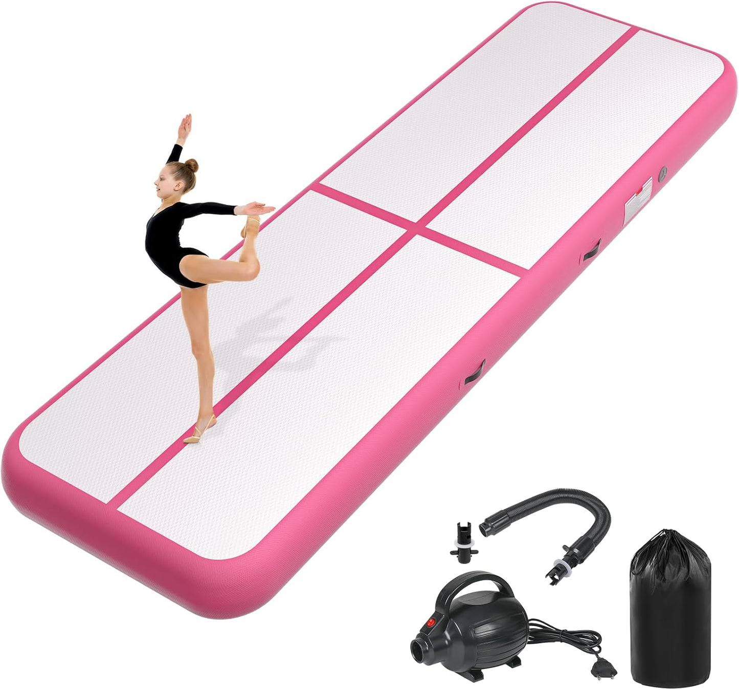 Inflatable Air Gymnastics Tumbling Mat 6ft 10ft 13ft 16ft 20ft, Air Tumble Track Mat 4/8 inches Thickness with Electric Air Pump for Home Use Training Cheerleading Yoga Water Beach Park