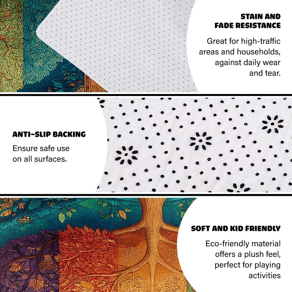 Tree of Life Area Rug – Bohemian Mandala Carpet for Living Room, Bedroom, Meditation Space, Yoga, Spiritual Home Décor – Large Soft Floor Mat for Indoor Decoration (TOL08)